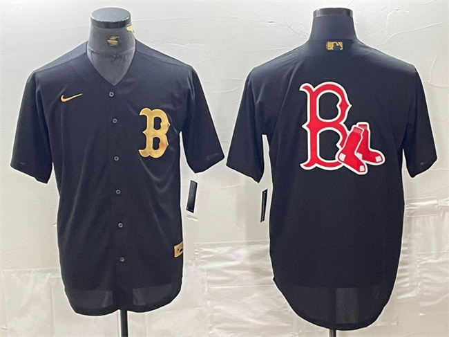 Men's Boston Red Sox Black Team Big Logo Cool Base Stitched Baseball Jersey Men's Boston Red Sox Black Team Big Logo Cool Base Stitched Baseball Jersey